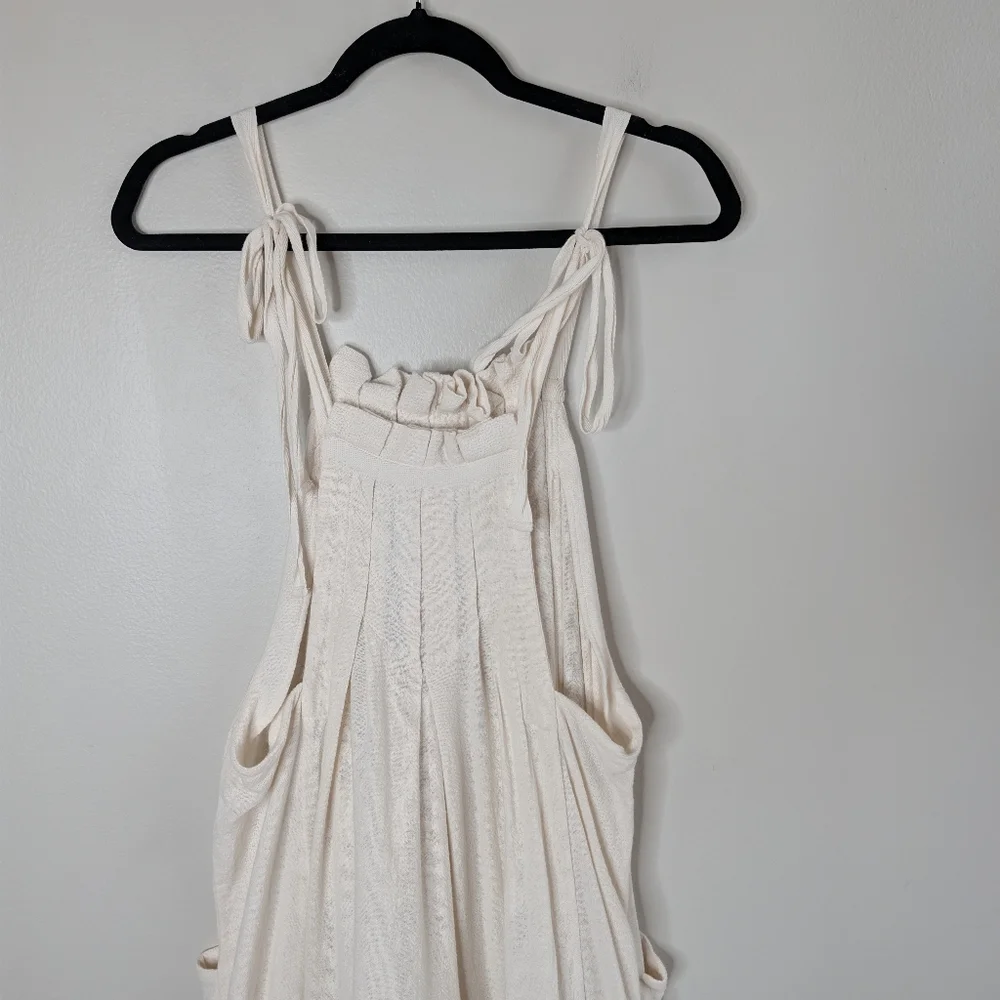 Free People Cream Wide-Leg Jumpsuit with Tie Straps